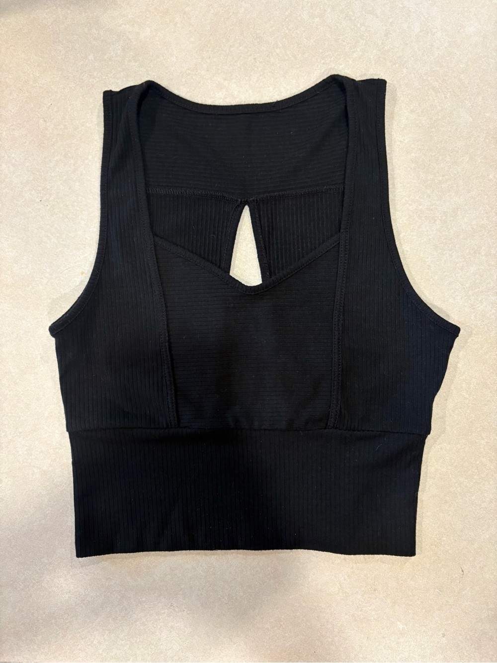 Black Ribbed Cutout Crop Tank Top small/medium